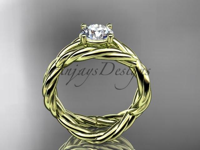 14kt yellow gold "Forever One" Moissanite twisted rope engagement ring RP8181