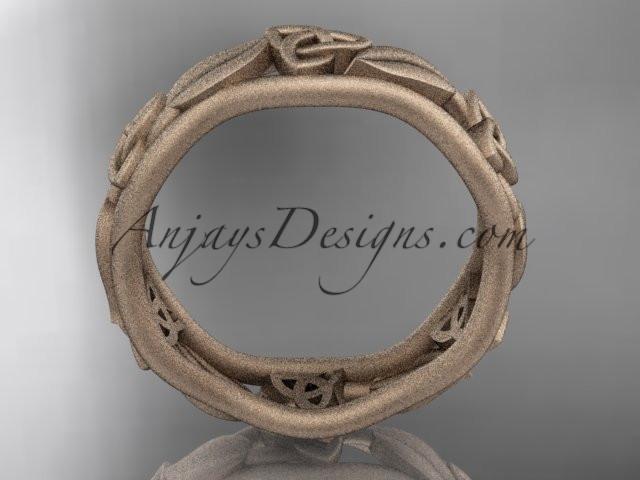 14kt rose gold matte finish celtic trinity knot engagement ring, wedding band CT7105B - AnjaysDesigns