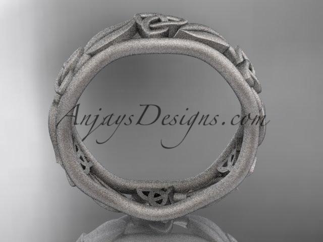 platinum matte finish celtic trinity knot engagement ring, wedding band CT7105B - AnjaysDesigns