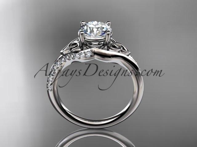 14kt white gold diamond celtic trinity knot wedding ring, engagement ring CT7125 - AnjaysDesigns