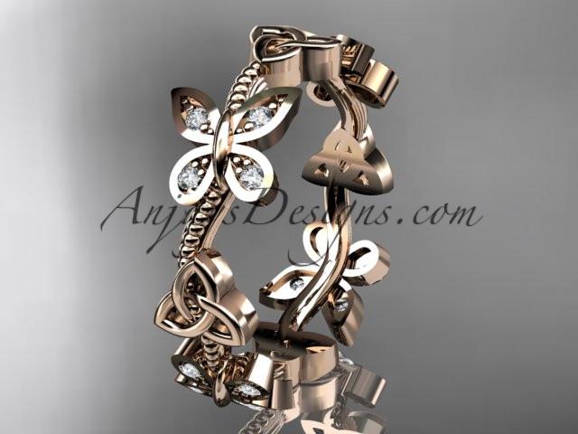 14kt rose gold diamond celtic trinity knot wedding ring, engagement band CT7139B - AnjaysDesigns