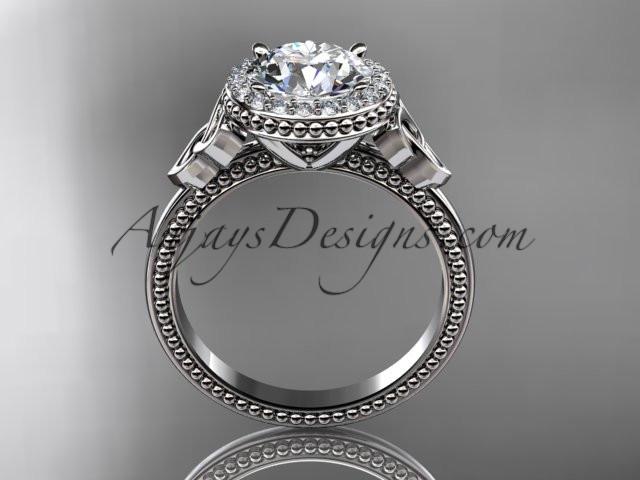14kt white gold diamond celtic trinity knot wedding ring, engagement ring CT7157 - AnjaysDesigns