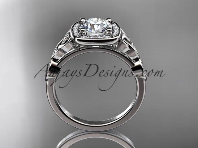 14kt white gold diamond celtic trinity knot wedding ring, engagement ring CT7179 - AnjaysDesigns