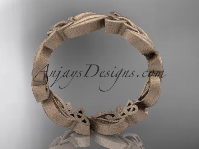 14kt rose gold matte finish diamond celtic trinity knot wedding band, engagement ring CT7191B - AnjaysDesigns