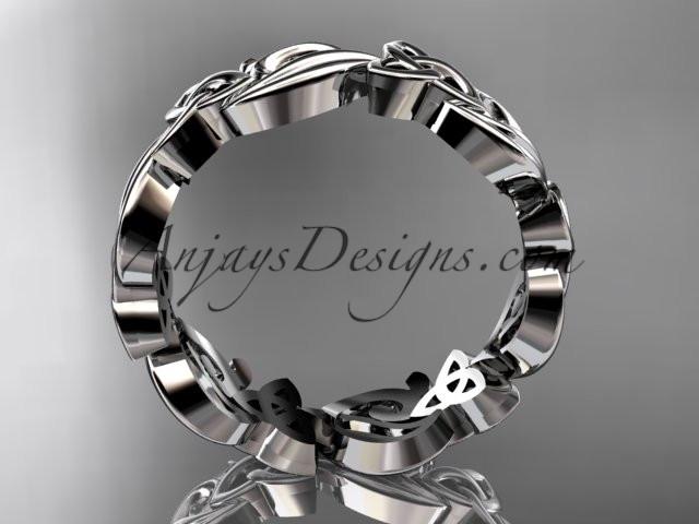 14kt white gold celtic trinity knot wedding band, engagement ring CT7191B - AnjaysDesigns