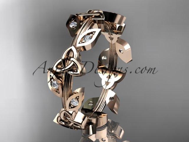 14kt rose gold diamond celtic trinity knot wedding band, engagement ring CT7193B - AnjaysDesigns