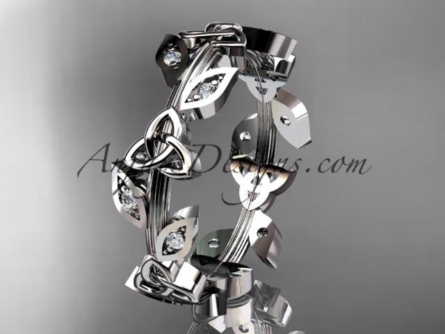 platinum diamond celtic trinity knot wedding band, engagement ring CT7193B - AnjaysDesigns