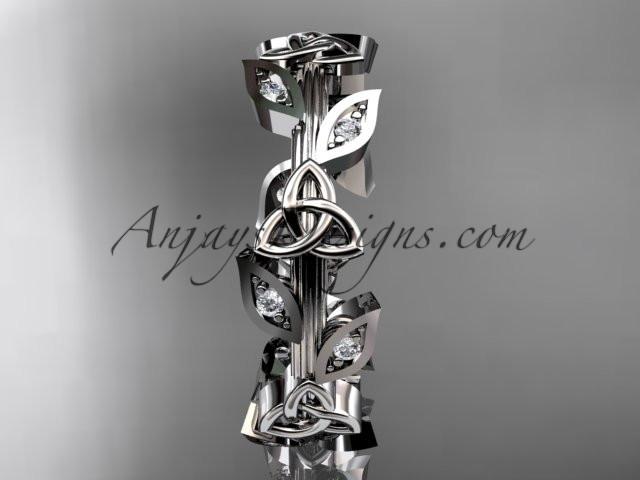 14kt white gold diamond celtic trinity knot wedding band, engagement ring CT7193B - AnjaysDesigns