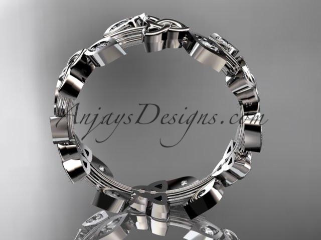 14kt white gold diamond celtic trinity knot wedding band, engagement ring CT7193B - AnjaysDesigns