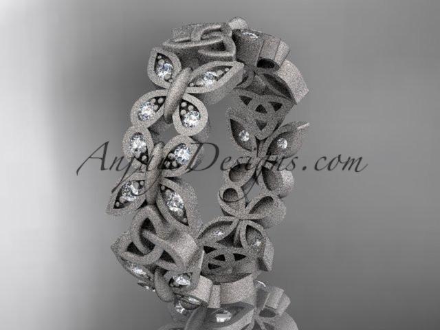 14kt white gold diamond celtic trinity knot  matte finish  wedding band, engagement ring CT7198B - AnjaysDesigns