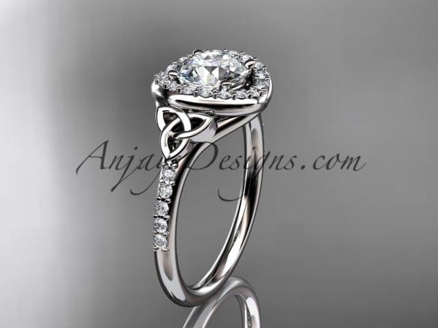 14kt white gold diamond celtic trinity knot wedding ring, engagement ring CT7201 - AnjaysDesigns