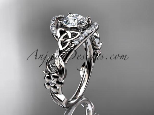 14kt white gold diamond celtic trinity knot wedding ring, engagement ring CT7211 - AnjaysDesigns