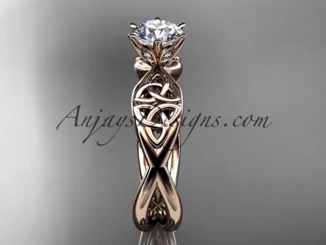 14kt rose gold diamond celtic trinity knot wedding ring, engagement ring CT7221 - AnjaysDesigns