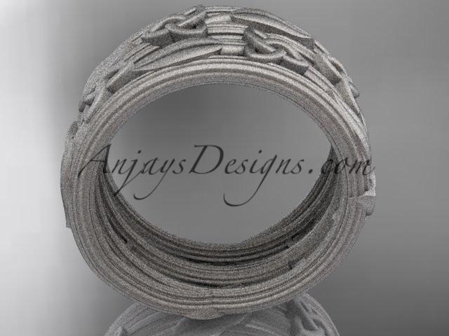 14kt white gold celtic trinity knot matte finish wedding band, engagement ring CT7242B - AnjaysDesigns