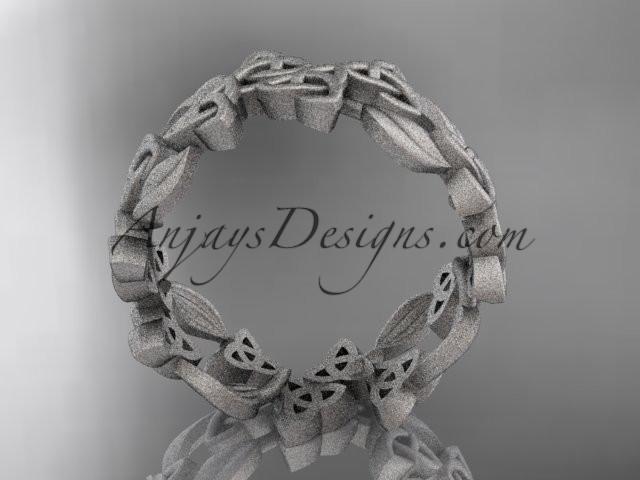 14kt white gold celtic trinity knot matte finish wedding band, engagement ring CT7250B - AnjaysDesigns