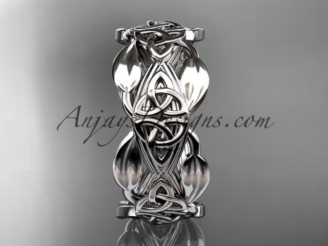 14kt white gold celtic trinity knot wedding band, engagement ring CT7259B - AnjaysDesigns