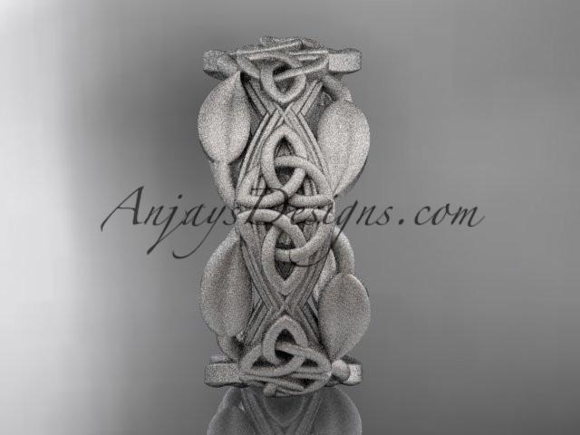 14kt white gold celtic trinity knot matte finish wedding band, engagement ring CT7259B - AnjaysDesigns