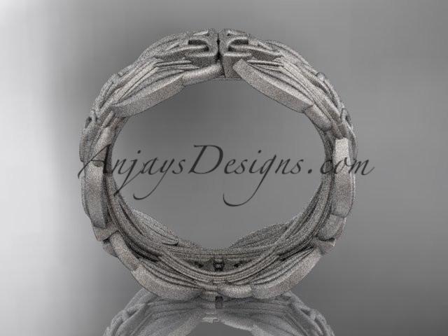 14kt white gold celtic trinity knot matte finish wedding band, engagement ring CT7259B - AnjaysDesigns