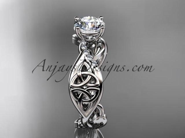 14kt white gold diamond celtic trinity knot wedding ring, engagement ring CT7270 - AnjaysDesigns