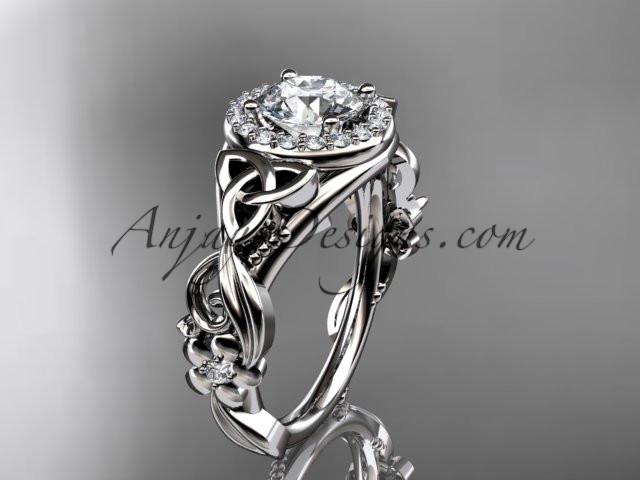 14kt white gold diamond celtic trinity knot wedding ring, engagement ring CT7300 - AnjaysDesigns