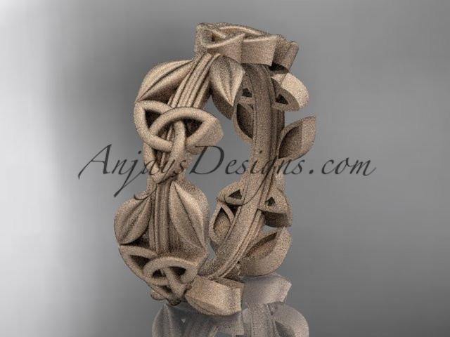14kt rose gold diamond celtic trinity knot matte finish wedding band, engagement ring CT7316B - AnjaysDesigns