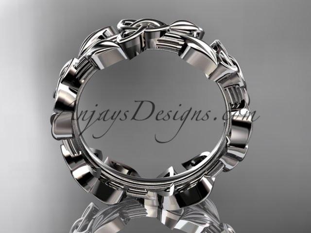 14kt white gold celtic trinity knot wedding band, engagement ring CT7316B - AnjaysDesigns