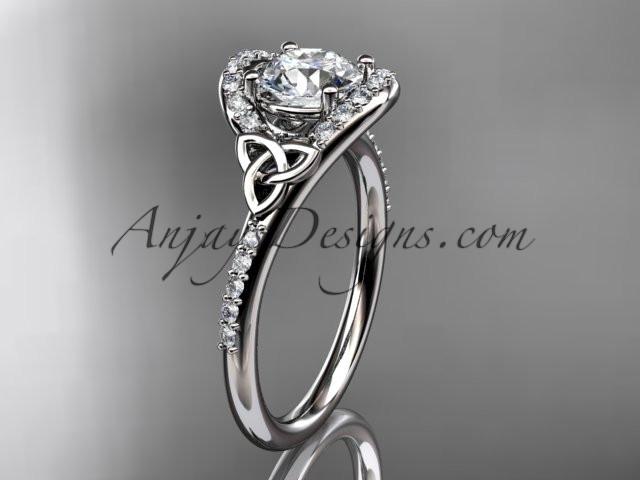 14kt white gold diamond celtic trinity knot wedding ring, engagement ring CT7317 - AnjaysDesigns