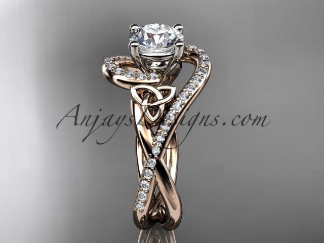 14kt rose gold diamond celtic trinity knot wedding ring, engagement ring CT7320 - AnjaysDesigns