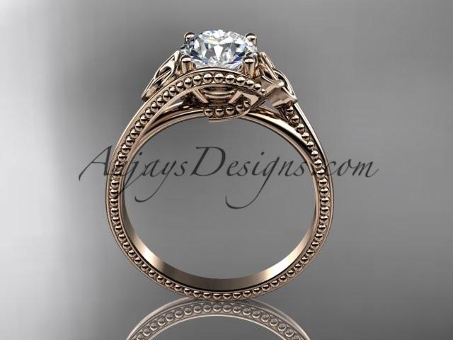 14kt rose gold celtic trinity knot wedding ring, engagement ring with a "Forever One" Moissanite center stone CT7322 - AnjaysDesigns