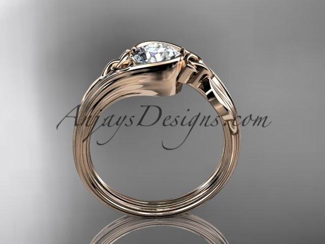 14kt rose gold diamond celtic trinity knot wedding ring, engagement ring with a "Forever One" Moissanite center stone CT7324 - AnjaysDesigns