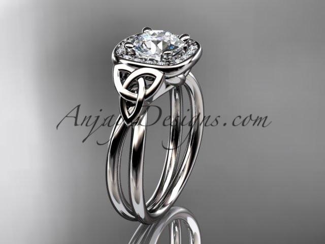 14kt white gold diamond celtic trinity knot wedding ring, engagement ring CT7330 - AnjaysDesigns