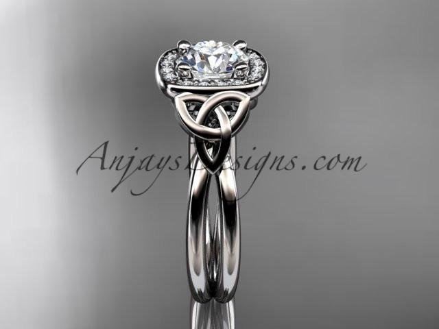 14kt white gold diamond celtic trinity knot wedding ring, engagement ring CT7330 - AnjaysDesigns