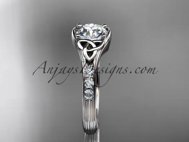 14kt white gold diamond celtic trinity knot wedding ring, engagement ring CT7333 - AnjaysDesigns