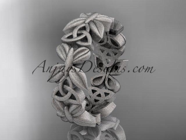 14kt white gold celtic trinity knot matte finish wedding band, engagement ring CT7347G - AnjaysDesigns