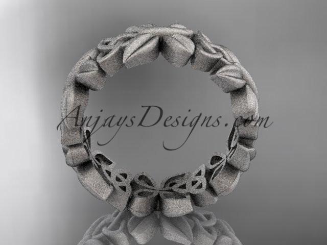 14kt white gold celtic trinity knot matte finish wedding band, engagement ring CT7347G - AnjaysDesigns