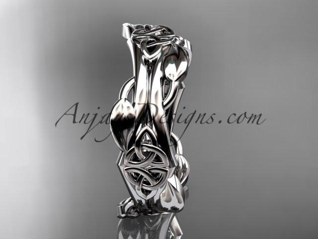 14kt white gold celtic trinity knot wedding band, engagement ring CT7354G - AnjaysDesigns