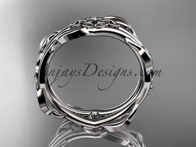 14kt white gold celtic trinity knot wedding band, engagement ring CT7354G - AnjaysDesigns