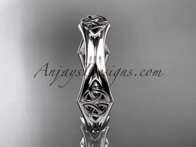 14kt white gold celtic trinity knot wedding band, engagement ring CT7356G - AnjaysDesigns