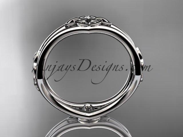 14kt white gold celtic trinity knot wedding band, engagement ring CT7356G - AnjaysDesigns
