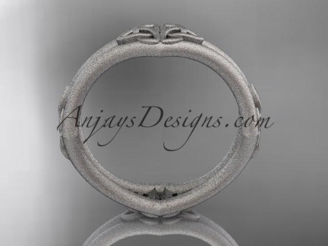 14kt white gold celtic trinity knot matte finish wedding band, engagement ring CT7356G - AnjaysDesigns