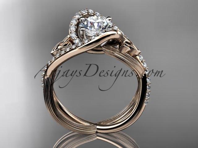 14kt rose gold diamond celtic trinity knot wedding ring, engagement ring CT7369 - AnjaysDesigns