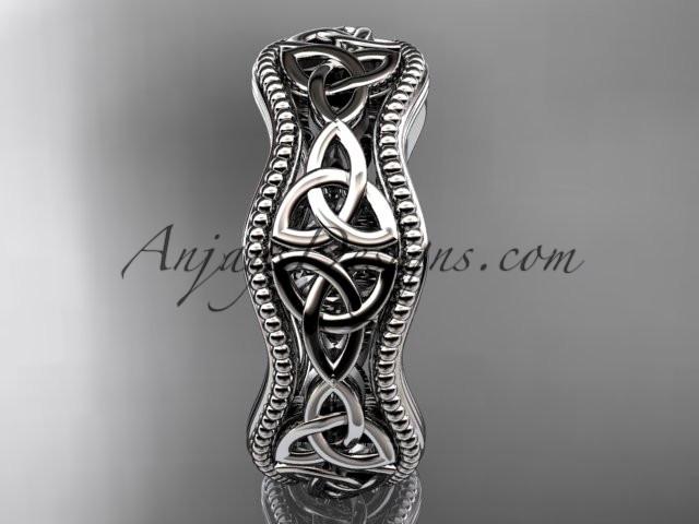 14kt white gold celtic trinity knot engagement ring, wedding band CT750B - AnjaysDesigns
