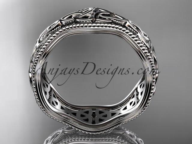 14kt white gold celtic trinity knot engagement ring, wedding band CT750B - AnjaysDesigns
