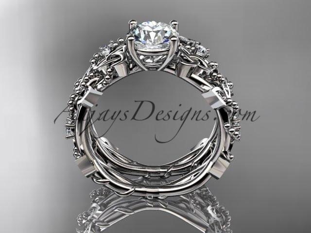 14kt white gold celtic trinity knot engagement set, wedding ring CT759S - AnjaysDesigns