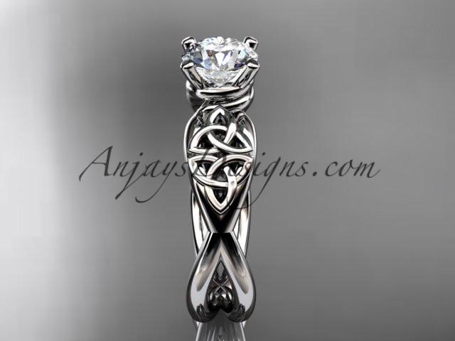 14kt white gold celtic trinity knot engagement ring, wedding ring CT770 - AnjaysDesigns