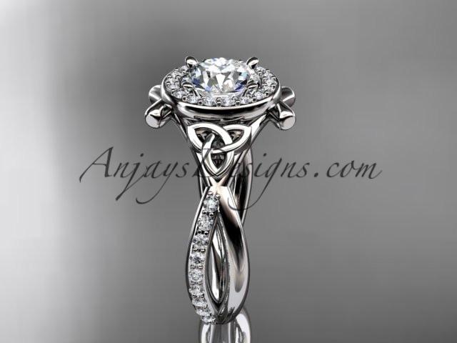 14kt white gold celtic trinity knot engagement ring, wedding ring CT789 - AnjaysDesigns