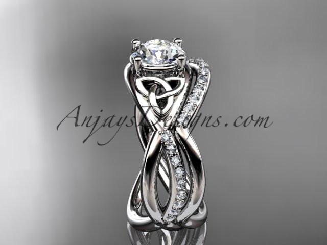 14kt white gold celtic trinity knot engagement set, wedding ring CT790S - AnjaysDesigns