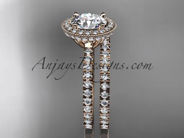 14kt rose gold diamond unique wedding ring, engagement ring ADER106S - AnjaysDesigns