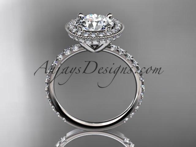 platinum diamond unique engagement ring, wedding ring with a "Forever One" Moissanite center stone ADER106 - AnjaysDesigns