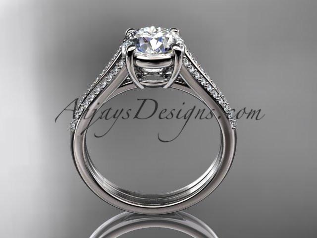 Platinum diamond unique engagement ring, wedding ring with a "Forever One" Moissanite center stone ADER108 - AnjaysDesigns